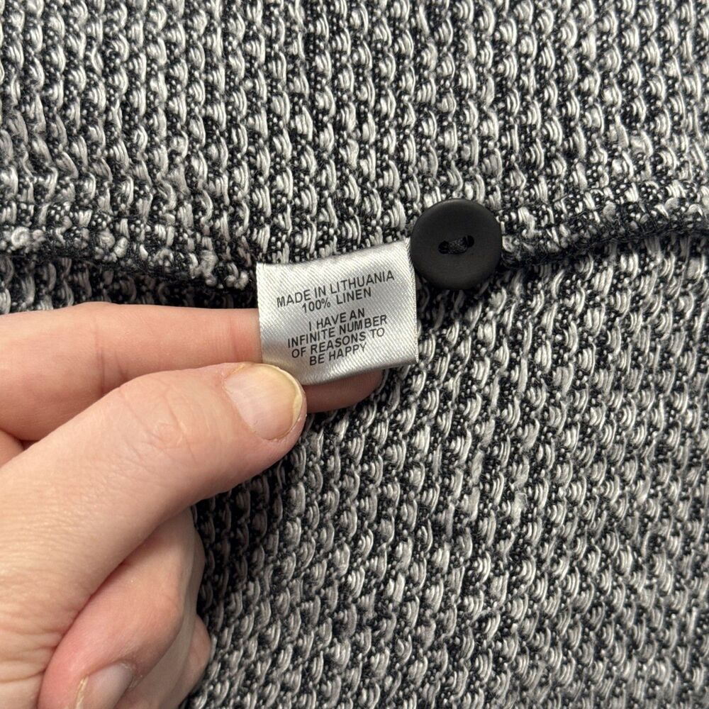 Flax 100% Linen Compelling Cardigan Large Black Honeycomb Knit Career Lagenlook - Picture 9 of 10